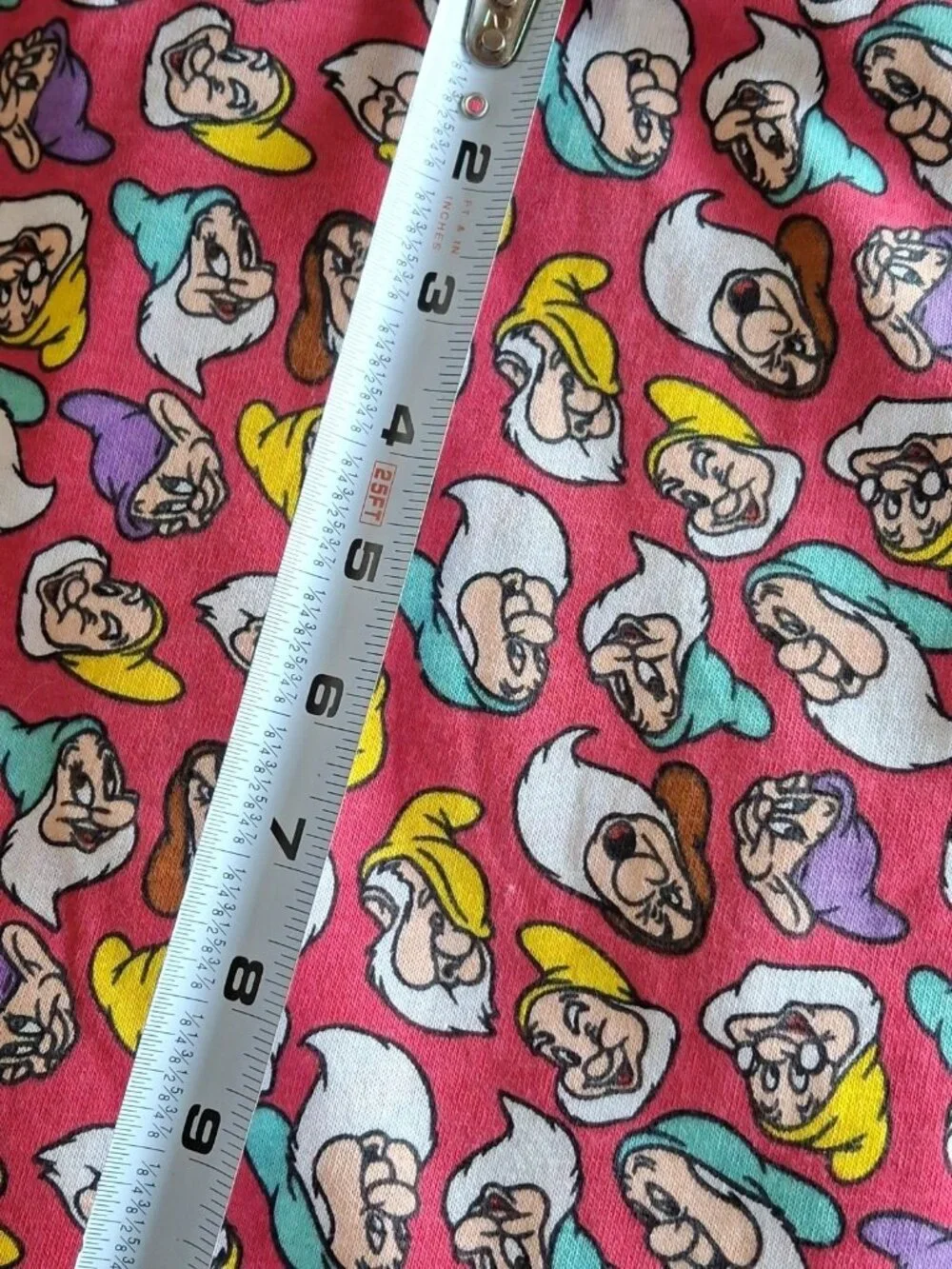 Vtg Disney Snow White & the Seven Dwarfs Fabric Pink Jersey Knit-1.5 yards